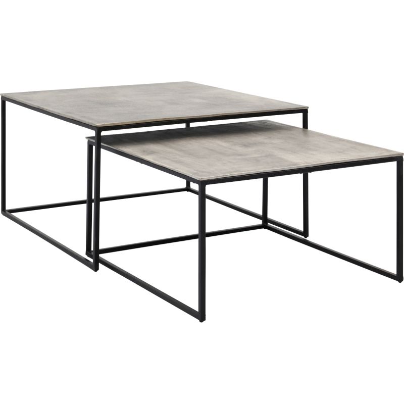 Salontafel Coco XL set van 2 alu silver antique