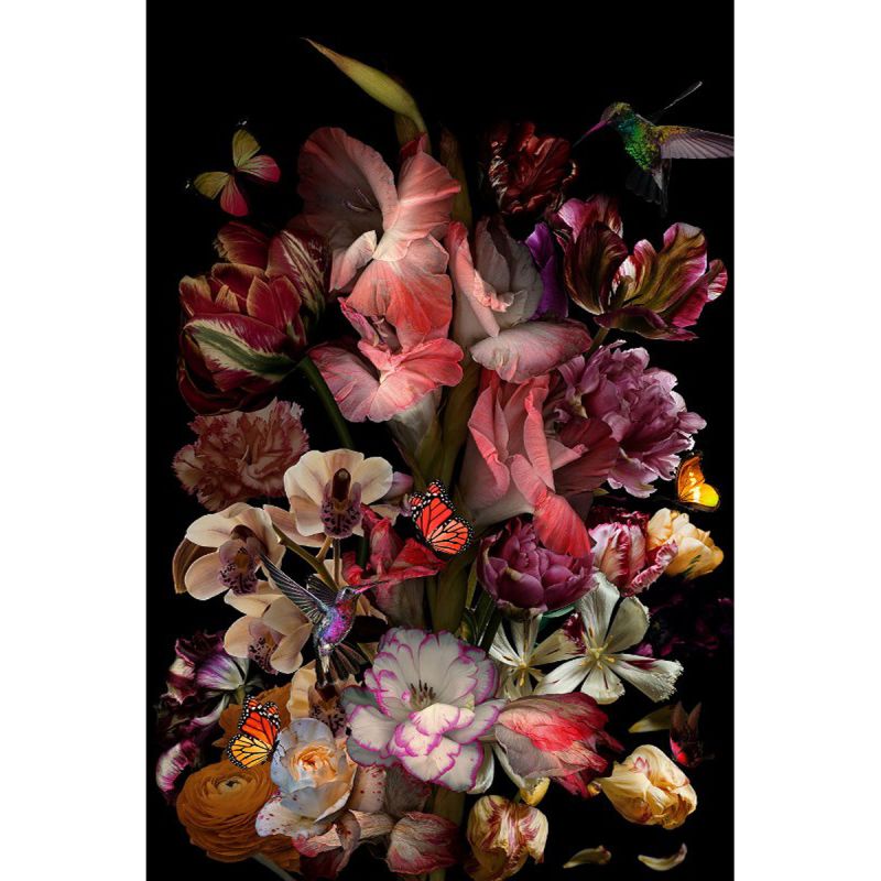 Glasschilderij 120x80cm Flowers