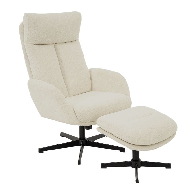 Draaifauteuil Viktor met voetenbank in stof Boogie