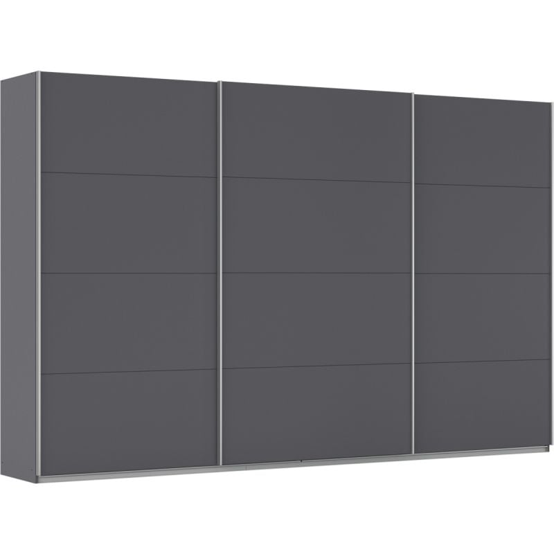 Kledingkast Kick 360 x 229 cm Grijs metallic met aluminiumkleur greeplijst